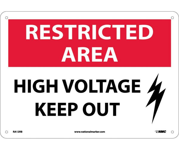 RESTRICTED AREA, HIGH VOLTAGE KEEP OUT, GRAPHIC, 10X14, .040 ALUM