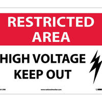 RESTRICTED AREA, HIGH VOLTAGE KEEP OUT, GRAPHIC, 10X14, RIGID PLASTIC