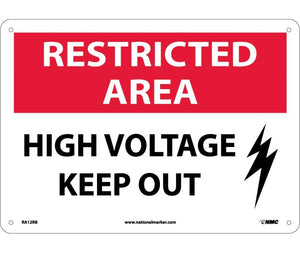 RESTRICTED AREA, HIGH VOLTAGE KEEP OUT, GRAPHIC, 10X14, RIGID PLASTIC