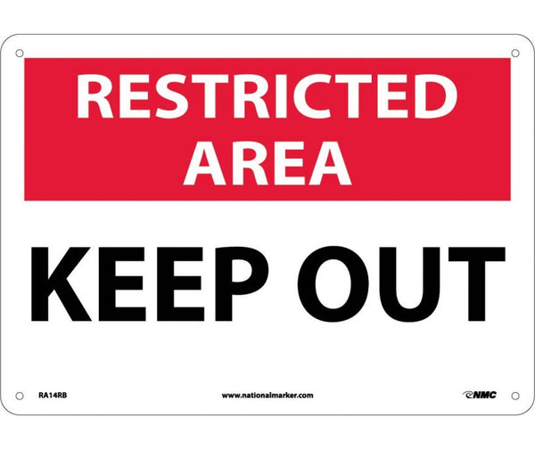 RESTRICTED AREA, KEEP OUT, 10X14, RIGID PLASTIC