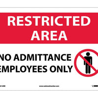 RESTRICTED AREA, NO ADMITTANCE EMPLOYEES ONLY, GRAPHIC, 10X14, RIGID PLASTIC