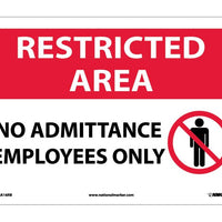 RESTRICTED AREA, NO ADMITTANCE EMPLOYEES ONLY, GRAPHIC, 10X14, .040 ALUM