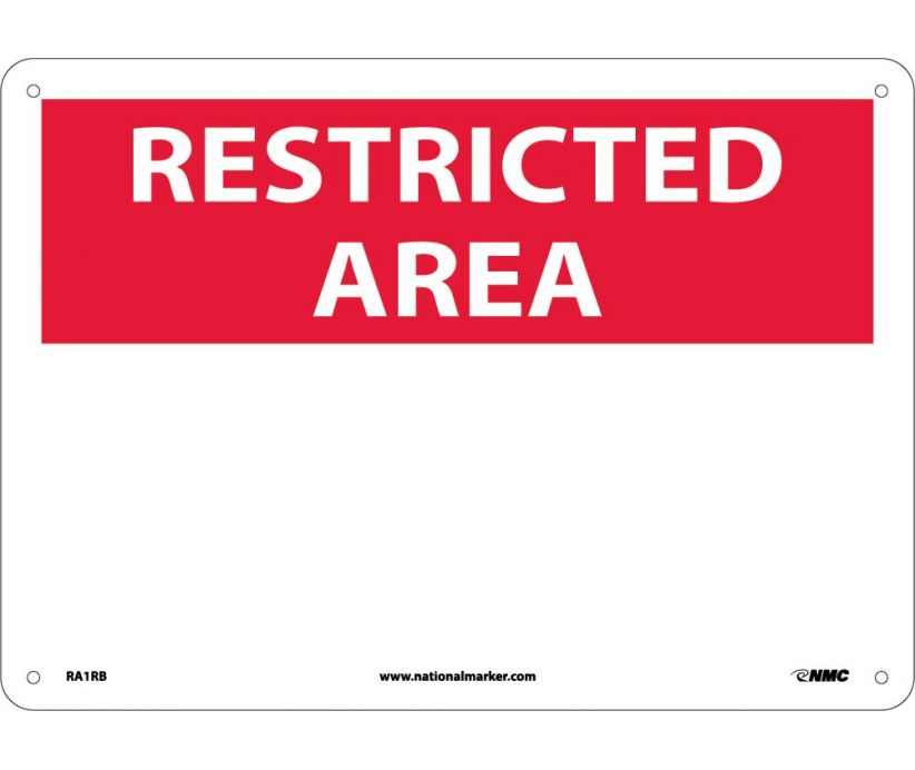 RESTRICTED AREA, BLANK, 10X14, RIGID PLASTIC