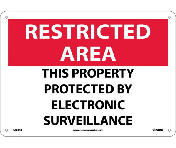 RESTRICTED AREA, THIS PROPERTY PROTECTED BY ELECTRONIC SURVEILLANCE, 10X14, RIGID PLASTIC