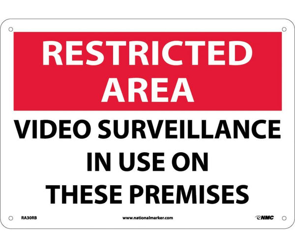 RESTRICTED AREA, VIDEO SURVEILLANCE IN USE ON THESE PREMISES, 10X14, .040 ALUM