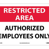 RESTRICTED AREA, AUTHORIZED EMPLOYEES ONLY, 7X10, .040 ALUM
