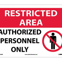 RESTRICTED AREA, AUTHORIZED PERSONNEL ONLY, GRAPHIC, 10X14, .040 ALUM