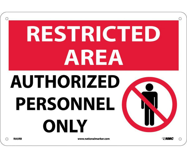 RESTRICTED AREA, AUTHORIZED PERSONNEL ONLY, GRAPHIC, 10X14, .040 ALUM