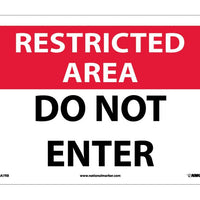 RESTRICTED AREA, DO NOT ENTER, 10X14, RIGID PLASTIC