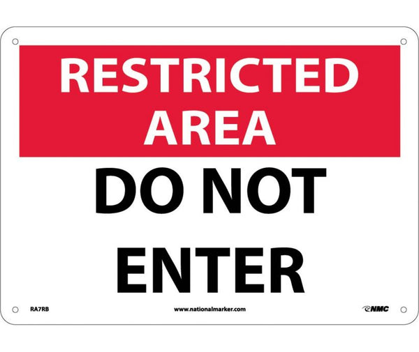 RESTRICTED AREA, DO NOT ENTER, 10X14, RIGID PLASTIC