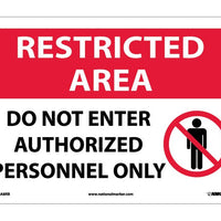 RESTRICTED AREA, DO NOT ENTER AUTHORIZED PERSONNEL ONLY, GRAPHIC, 10X14, RIGID PLASTIC