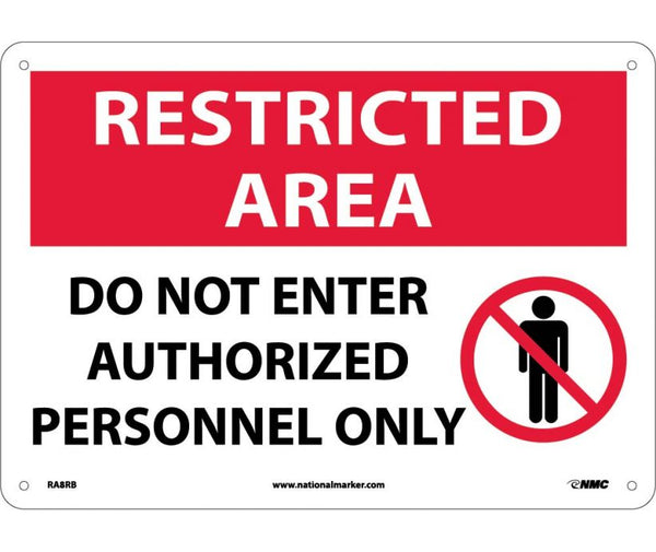 RESTRICTED AREA, DO NOT ENTER AUTHORIZED PERSONNEL ONLY, GRAPHIC, 10X14, RIGID PLASTIC