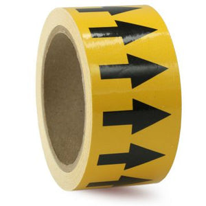 Directional Flow Arrow Tape, (Arrows), 2" x 54 ft, Adhesive Vinyl, Black/Yellow