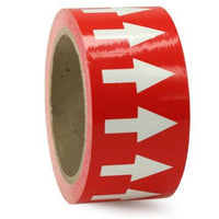 Directional Flow Arrow Tape, (Arrows), 2" x 54 ft, Adhesive Vinyl, White/Red