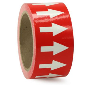 Directional Flow Arrow Tape, (Arrows), 2" x 54 ft, Adhesive Vinyl, White/Red