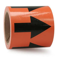 Directional Flow Arrow Tape, (Arrows), 4" x 54 ft, Adhesive Vinyl, Black/Orange