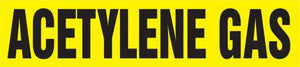 Self-Stick Pipe Marker, ACETYLENE GAS, fits 3/4" to 1 1/4" pipe diameter, Adhesive Vinyl, Black/Yellow