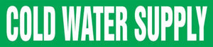 Self-Stick Pipe Marker, COLD WATER SUPPLY, fits 8" to 10" pipe diameter, Adhesive Vinyl, White/Green