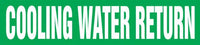 Self-Stick Pipe Marker, COOLING WATER RETURN, fits 3/4" to 1 1/4" pipe diameter, Adhesive Vinyl, White/Green