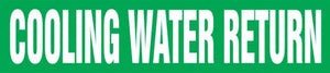 Self-Stick Pipe Marker, COOLING WATER RETURN, fits 3/4" to 1 1/4" pipe diameter, Adhesive Vinyl, White/Green