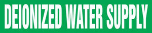 Self-Stick Pipe Marker, DEIONIZED WATER SUPPLY, fits 3/4" to 1 1/4" pipe diameter, Adhesive Vinyl, White/Green