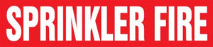 Self-Stick Pipe Marker, SPRINKLER FIRE, fits 2 1/2" to 6" pipe diameter, Adhesive Vinyl, White/Red