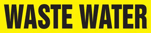 Snap Tite Pipe Marker, WASTE WATER, fits 3 1/4" to 5" pipe diameter, Vinyl Plastic, Black/Yellow