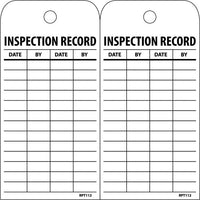 TAGS, INSPECTION RECORD, 6X3, POLYTAG, BOX OF 100