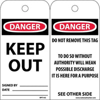 TAGS, KEEP OUT, 6X3, .015 MIL UNRIP VINYL, 25 PK