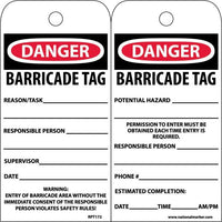 TAGS, DANGER BARRICADE TAG, 6X3, UNRIP VINYL, 25/PK