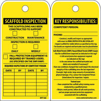TAGS, SCAFFOLD INSPECTION THIS SCAFFOLDING HAS BEEN CONSTRUCTED TO SUPPORT, 6X3, POLYTAG, BOX OF 250
