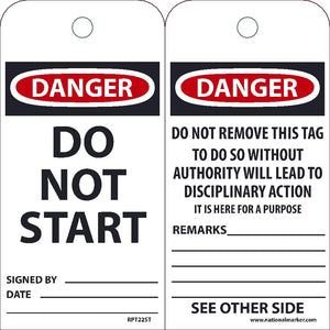 TAGS, DO NOT START, 6X3, POLYTAG, BOX OF 100, EZ PULL