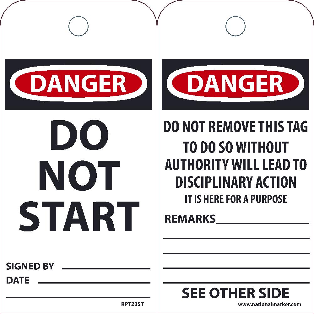 TAGS, DO NOT START, 6X3, POLYTAG, BOX OF 250, EZ PULL