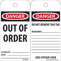 EZ PULL TAGS, DANGER OUT OF ORDER, 6X3, TAGS ON A ROLL, BOX OF 250