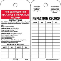TAGS, FIRE EXTINGUISHER RECHARGE AND INSPECT., 6X3, POLYTAG, BOX OF 250