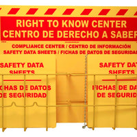 BILINGUAL RTK CENTER, 20 x 31, 2 BASKETS, 2 RTK61BI BINDER AND CHAIN, RED ON YELLOW, 3MM HEAVY DUTY RIGID PLASTIC