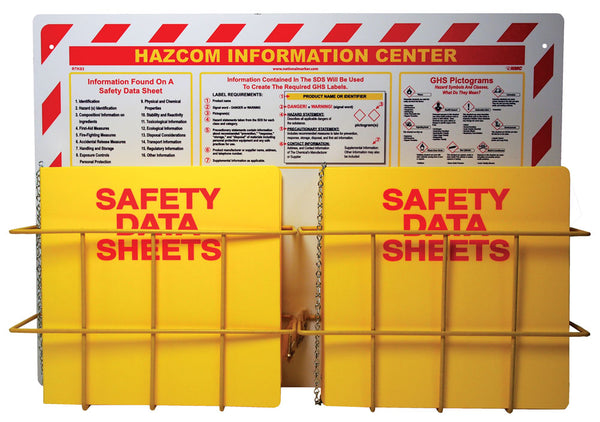 RTK HAZ COM INFORMATION CENTER, 20 x 31, 2 BASKETS, 2 RTK60 BINDERS AND CHAINS, RED YELLOW BLACK ON WHITE, 3MM RIGID PLASTIC