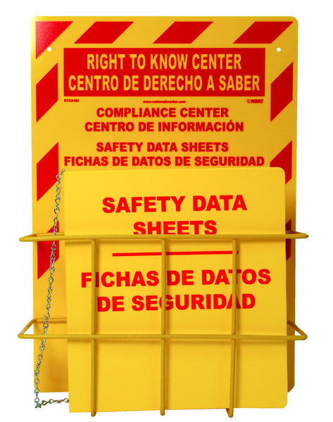 BILINGUAL RTK CENTER, 20 x 16, 1 BASKET, 1 RTK61BI BINDER AND CHAIN, RED ON YELLOW, 3MM HEAVY DUTY RIGID PLASTIC