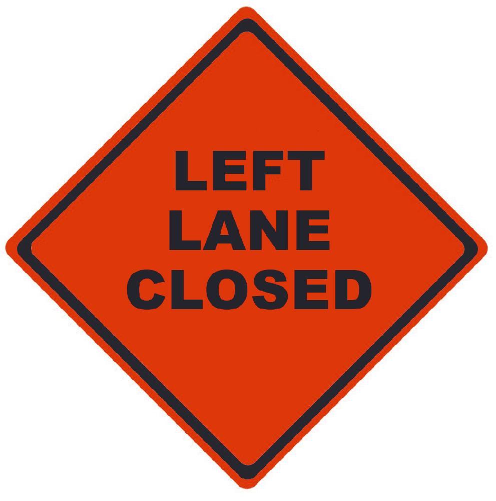 TRAFFIC, LEFT LANE CLOSED, 48X48, ROLL UP SIGN, MESH MATERIAL