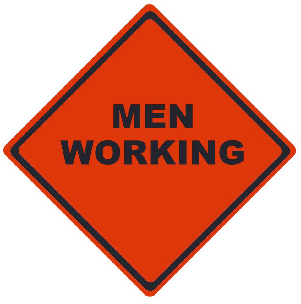 TRAFFIC, MEN WORKING, 36X36, ROLL UP SIGN, MICROPRISMATIC REFLECTIVE MATERIAL