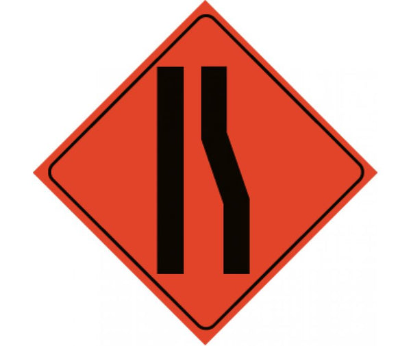 TRAFFIC, MERGE LEFT SYMBOL, 48X48, ROLL UP SIGN, REFLECTIVE VINYL MATERIAL