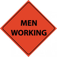 TRAFFIC, MEN WORKING, 48X48, ROLL UP SIGN, REFLECTIVE VINYL MATERIAL