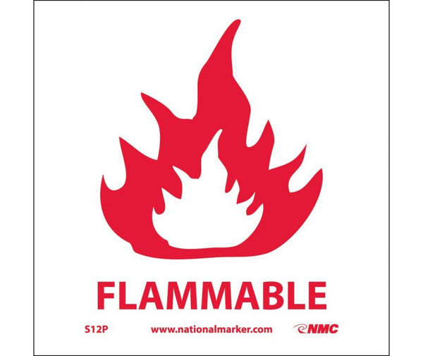 FLAMMABLE (W/ GRAPHIC), 7X7, RIGID PLASTIC