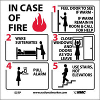 HOTEL MOTEL FIRE EMERGENCY INSTRUCTIONS (W/GRAPHIC), 7X7, PS VINYL