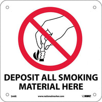 DEPOSIT SMOKING MATERIALS HERE (W/ GRAPHIC), 7X7, RIGID PLASTIC