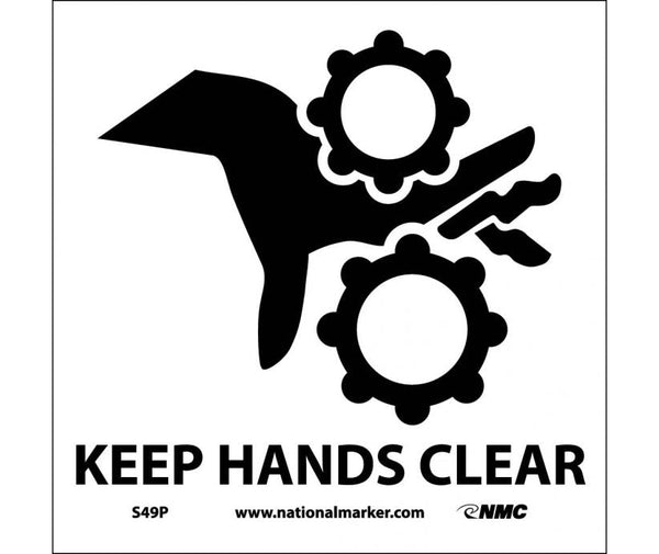 KEEP HANDS CLEAR (W/ GRAPHIC), 7X7, RIGID PLASTIC