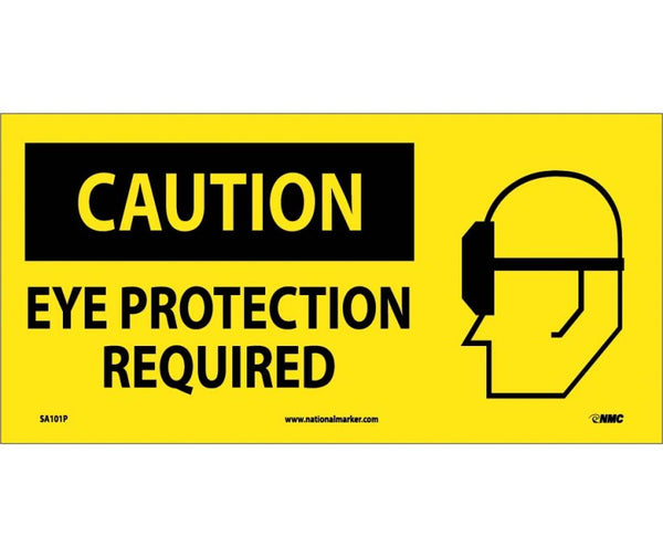 CAUTION, EYE PROTECTION REQUIRED (W/GRAPHIC), 7X17, RIGID PLASTIC