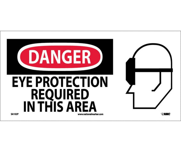 DANGER, EYE PROTECTION REQUIRED IN THIS AREA (W/ GRAPHIC), 7X17, PS VINYL