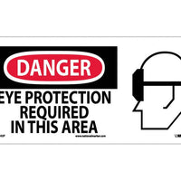 DANGER, EYE PROTECTION REQUIRED IN THIS AREA (W/GRAPHIC), 7X17, RIGID PLASTIC