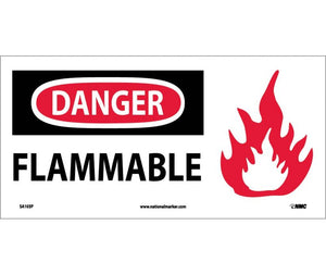 DANGER, FLAMMABLE (W/GRAPHIC), 7X17, RIGID PLASTIC